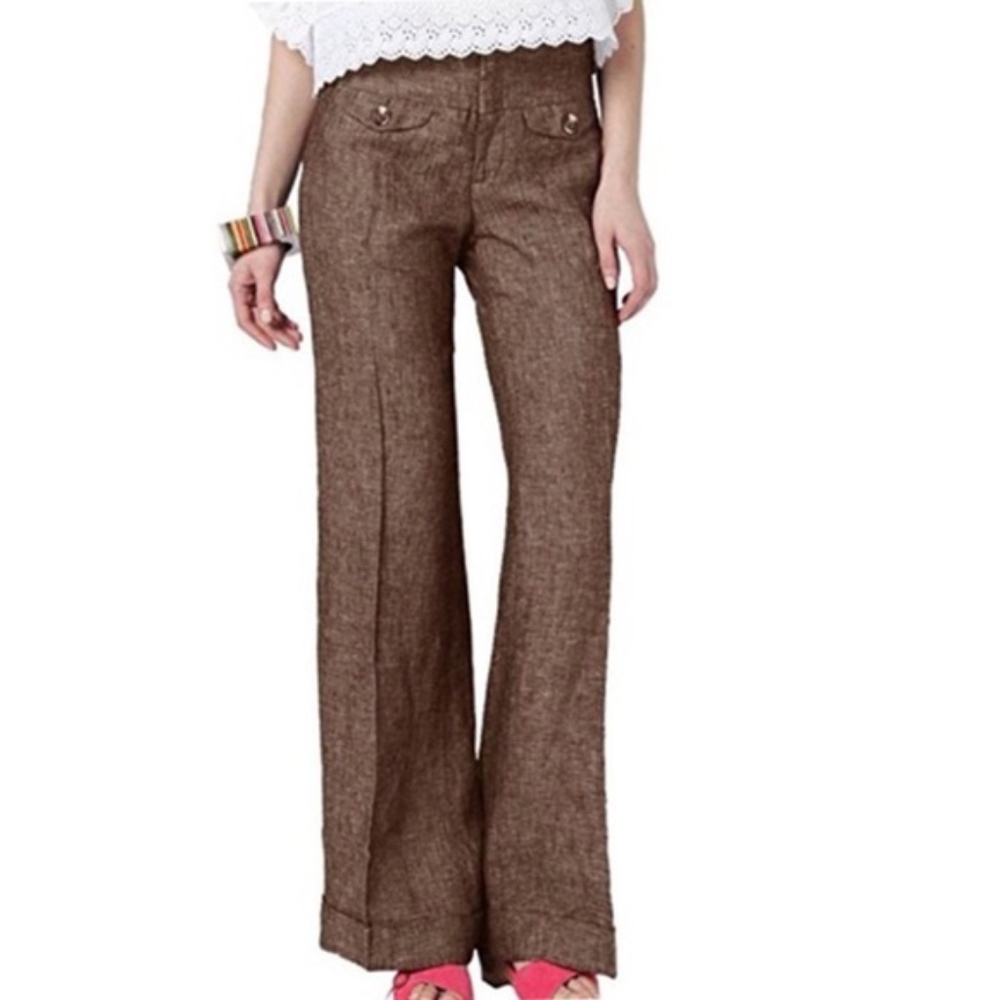 BOHO Anthro Elevenses Aerial Flare Wide Leg Linen Pants